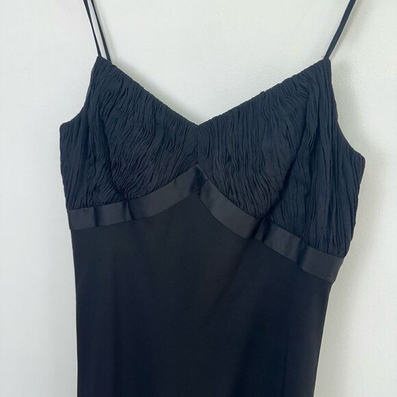 Ann Taylor Loft Women’s Vintage Black Silk Spaghetti Strap Knee length Slip Dres - Picture 6 of 9